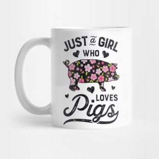 Pig Shirts for Girls Women Kids Just a Girl who Loves Pigs Mug